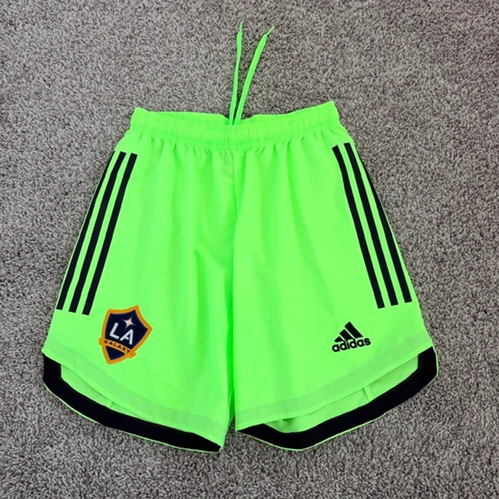 Adidas LA Galaxy Neon Yellow Trunks Lightweight Drawstrings Waist 24" Medium